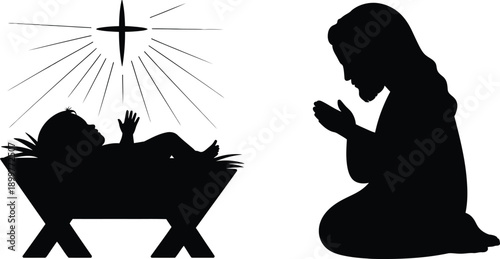 Sacred Nativity Christmas Silhouette Scene