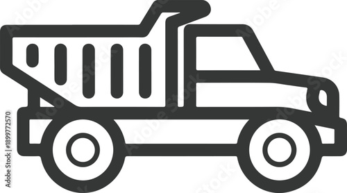 Simple icon of a dump truck or tipper lorry in black outline style