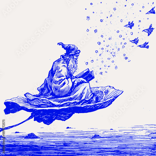 Whimsical Dreamer Reading on a Lotus