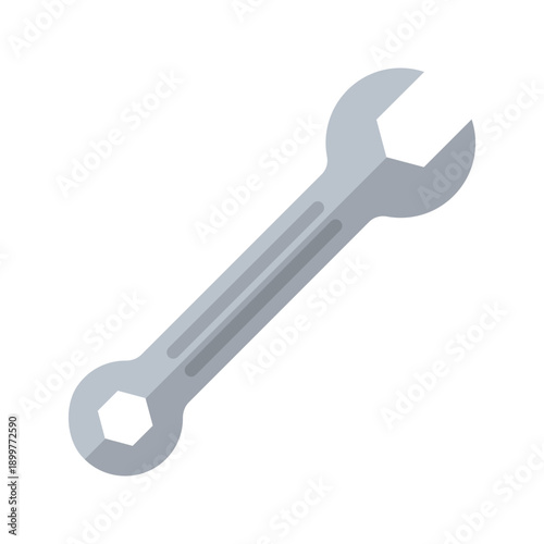 Metal spanner tool for home maintenance flat color icon
