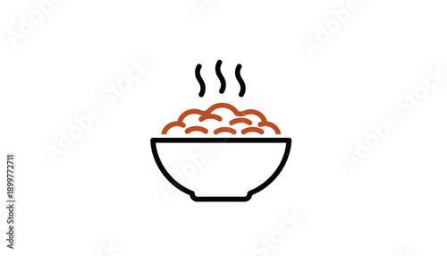 Vector illustration of steaming bowl of ramen or noodles, for menu or food delivery website, Isolated on transparent background, png