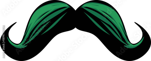 Stylish Green Mustache Illustration