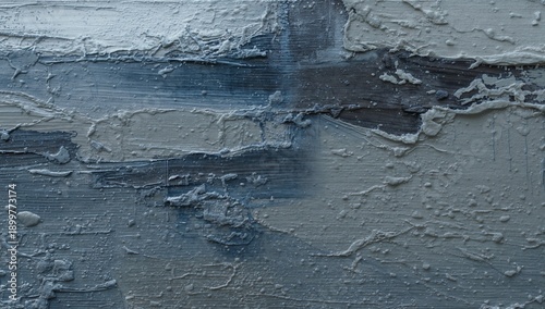 Paint Texture in Grey Shades on Canvas Showing Various Strokes and Layers Dur...