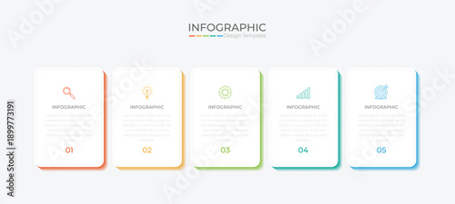 Infographic design template with icons and 5 options or steps. Can be used for process diagram, presentations, workflow layout, banner, flow chart, info graph