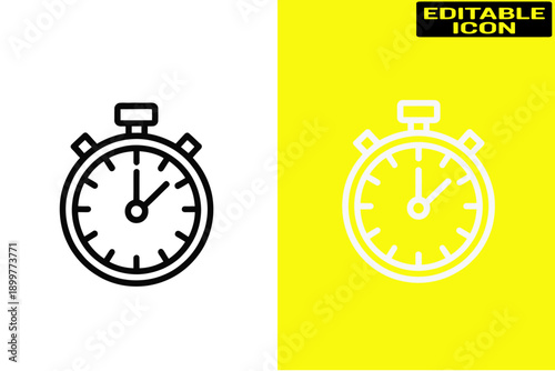 Two black and white stopwatches with different time displays. Vector