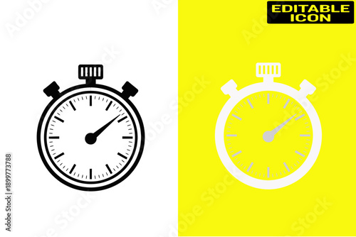 Two black and white stopwatches with different time displays. Vector