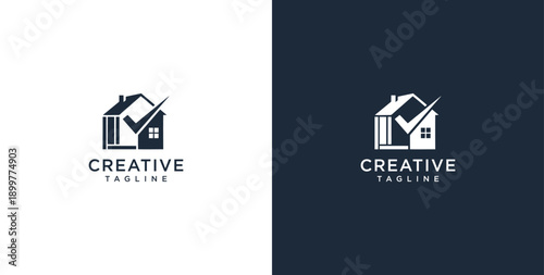 Minimalist House Logo Design with Line Style. Simple Real Estate Business Logo