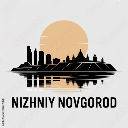 Nizhniy Novgorod Skyline Silhouette — A Historic Russian Hilltop City at the Volga–Oka Confluence Vector Illustration