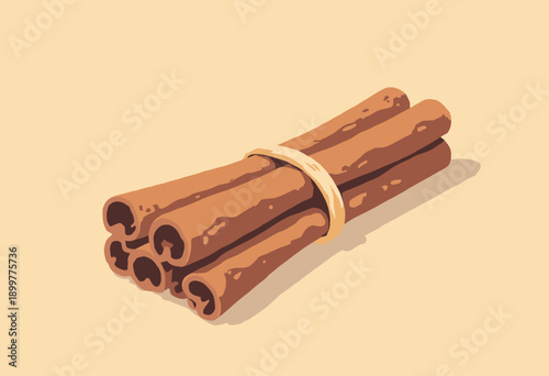 bundle Cinnamon Sticks tied twine Warm brown colors Flat