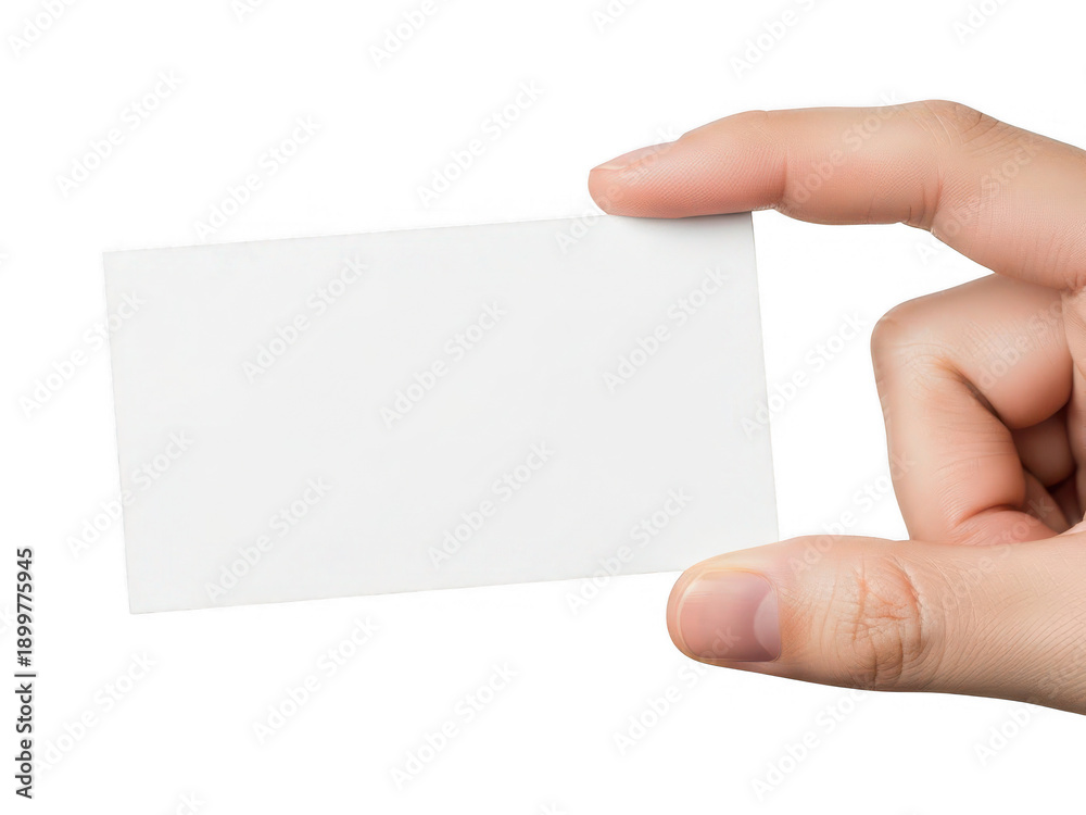Obraz premium Hand holding blank transparent card isolated on transparent background