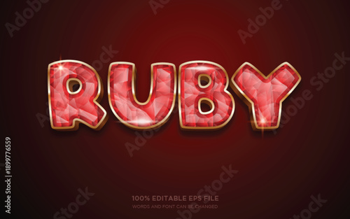 Red Ruby 3D editable text style effect