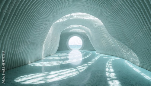 Light Shines Through an Architectural Space Near the Sea Showcasing a Unique ...