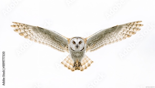 Snowy Owl Flies Silently Over a Snowy Landscape During Winter at Dusk
