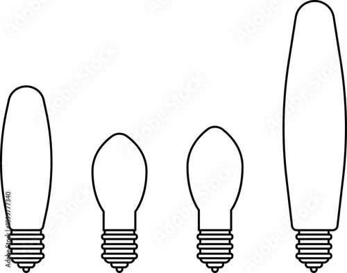Types of light bulbs, idea sign icon set. Bulb icon collection Vector.