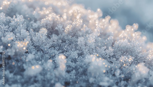 Frost Covers the Ground in Early Morning Sunlight on a Cold Winter Day