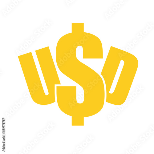 Golden USD Currency Symbol Graphic with Shadow, US Dollar Icon, Finance, Wealth, Investment, Payment