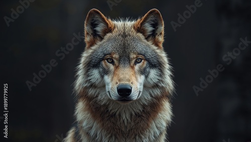 Wolf Looking Directly at the Viewer in a Forest Setting During Early Morning ...