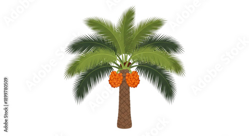 Oil Palm Flat Vector Illustration