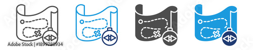 treasure map icon set multiple style