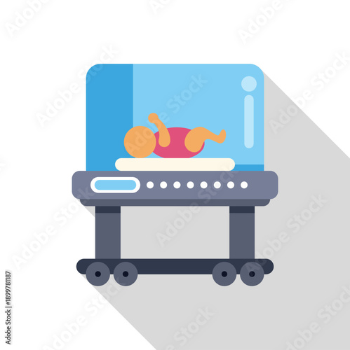 Newborn baby lying in a hospital incubator, symbolizing infant medical care