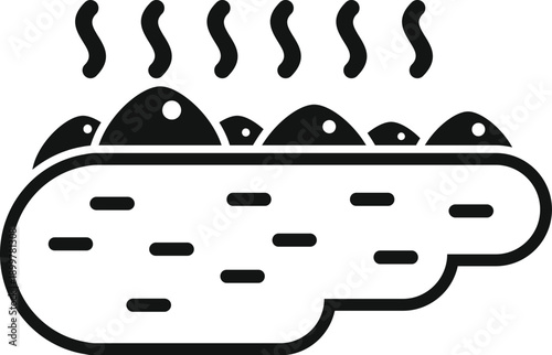 Hot food steaming in a cafeteria or restaurant serving a diverse meal