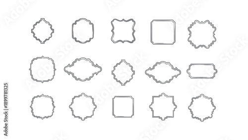 A comprehensive vector collection of sophisticated, elegant silver outline frames and labels, meticulously designed with a blend of vintage and classic aesthetics, showcasing an array of diverse ornam