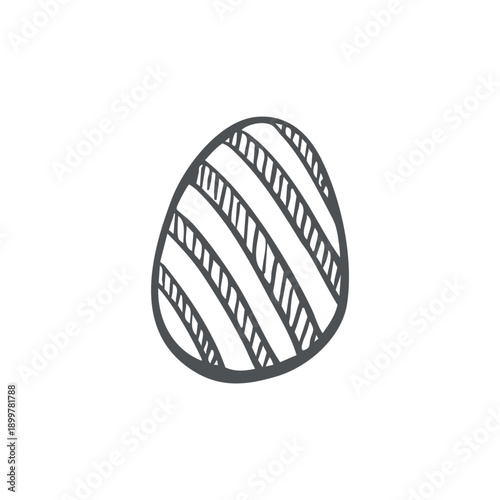 Easter egg vector graphic illustration. Whimsical hand drawn outline illustration for Happy Easter card design. Dyed religious symbols with patterns. Isolated doodle for holiday eggs hunt invitation.