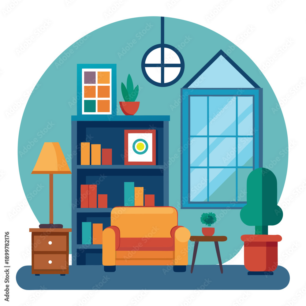 Fototapeta premium Cozy living room interior with modern furniture and decor