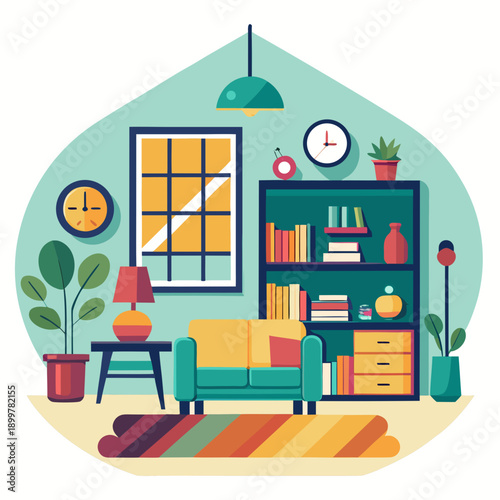 Cozy living room interior with modern furniture and decor