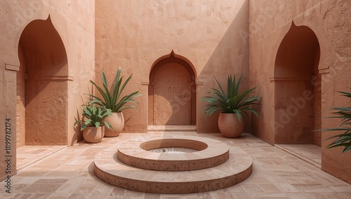 Modern Design in a Minimalist Courtyard With Plants and Decorative Items