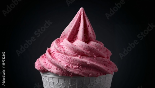 Swirls of Colored Ice Cream Create Patterns Inside a Bowl During Summer After...