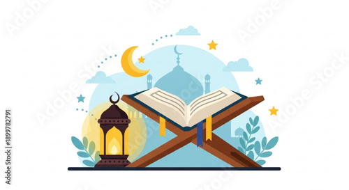 Lush Green Landscape with Rolling Hills and Clear Blue Sky, Idyllic Nature Scene Representing Environmental Conservation and Outdoor Beauty, Flat Vector Art