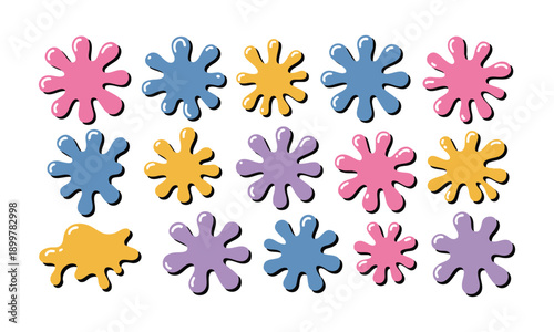 Colorful abstract liquid drips and splash elements vector illustration, easily editable.