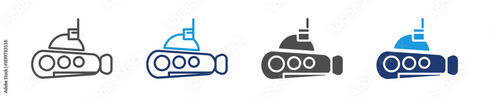Fototapeta premium submarine icon set multiple style