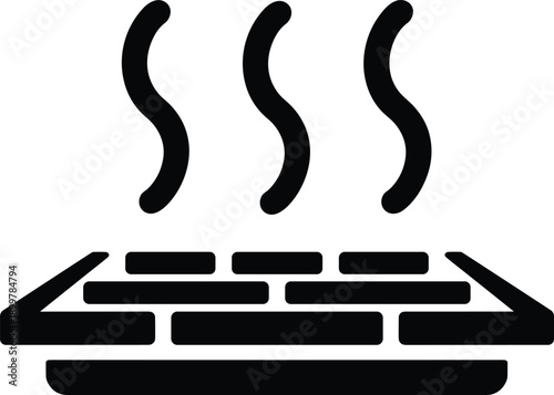 Underfloor Heating System Icon Representing Warm Floor Thermal Energy Radiant Heat Waves Home Climate Control Industrial Steam Vent and Solar Technology