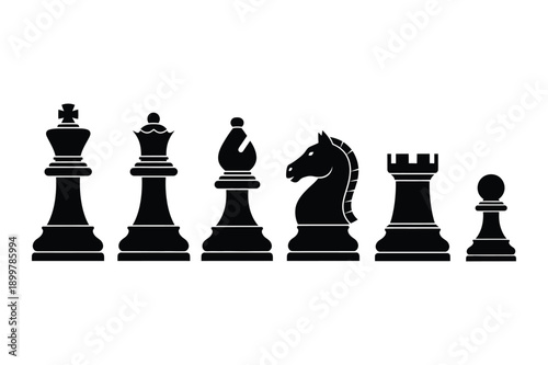 Chess Piece Silhouettes: King, Queen, Pawn
