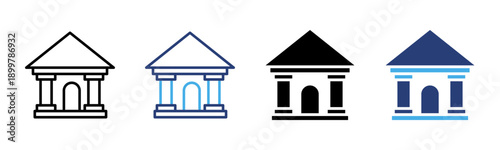 Museum icon set multiple style collection