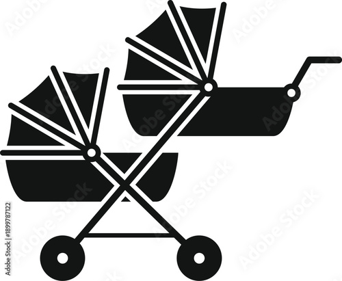 Double stroller icon representing twin babies, parenting, and family