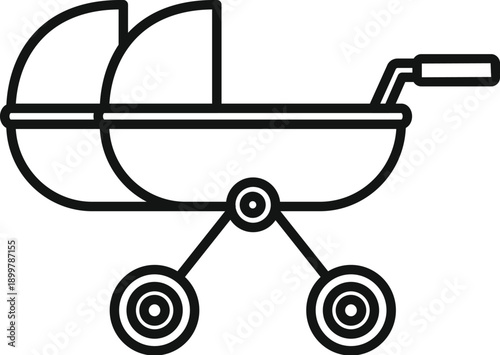 Double baby stroller icon representing two infants, childcare, and family life