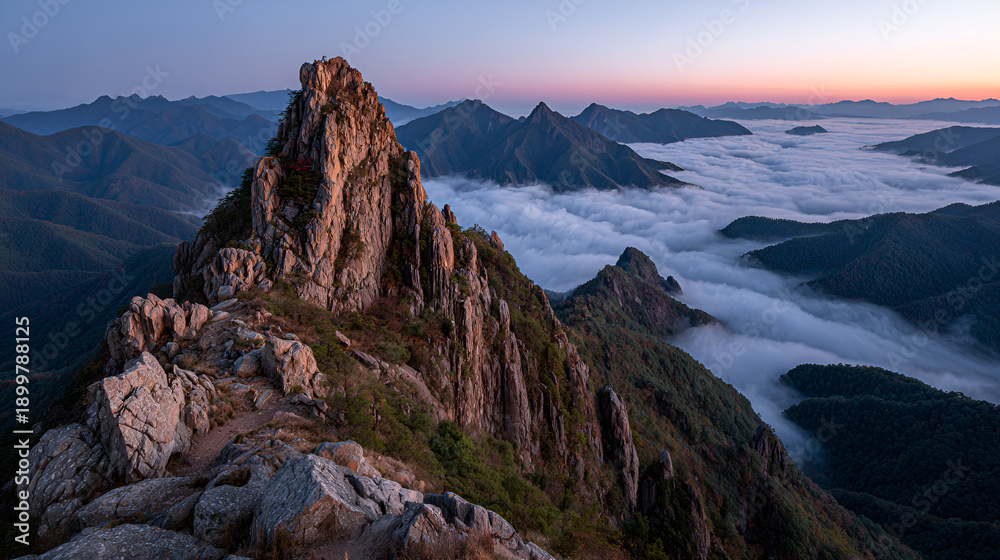 Fototapeta premium Natural scenery, sea of clouds, mountains, sunset, commercial photos 