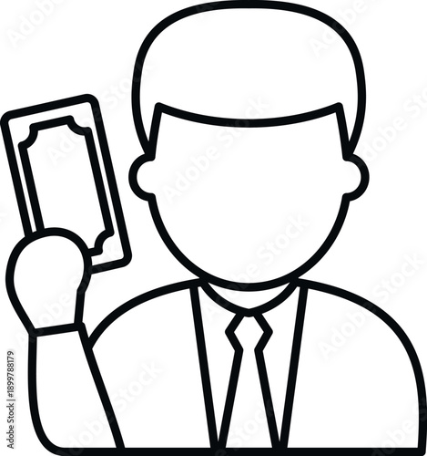 Man in suit holding cash, symbolizing finance, corruption, or payment