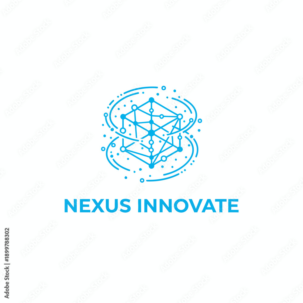Fototapeta premium Digital Nexus Cube Network Technology Logo