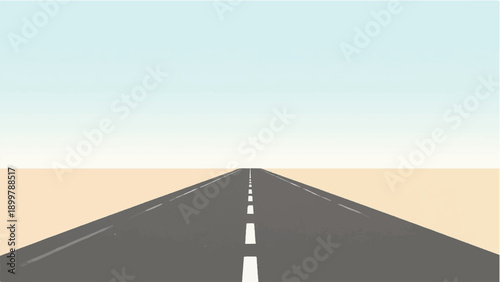Highway pasing through a desert. Highway landscape.  Desert dunes. Highway illustration. 