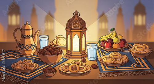 Adventure travel map with landmarks, transport icons, and navigation pins for tourism promotion