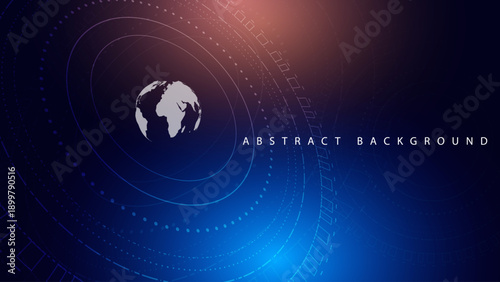 Global connection technology background with world globe and digital orbital lines