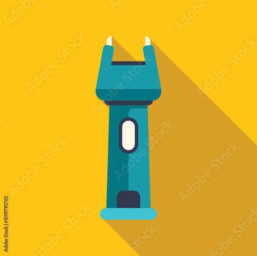 Stun device illustration on a yellow background with long shadow