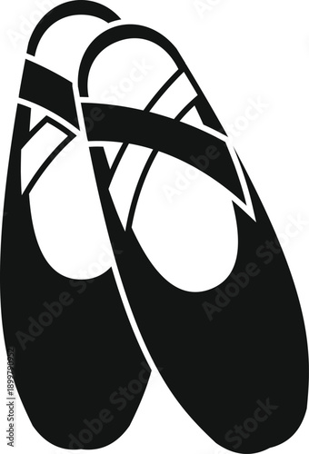 Two ballet pointe shoes with ribbons showing elegance and dance