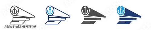 captain cap icon set multiple style