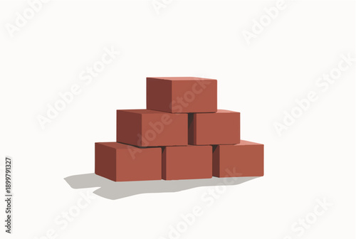 Brick stack on white background. Illustration of a stack of bricks. Illustration of stack of bricks. 