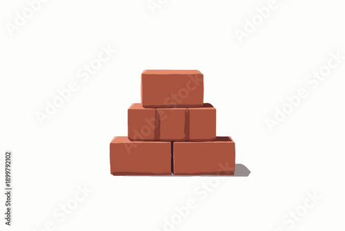 Brick stack on white background. Illustration of a stack of bricks. Illustration of stack of bricks. 